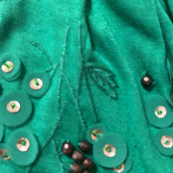 NWOT Leifnotes Kelly green cold shoulder beaded blossom top xs Nordstrom - Picture 14 of 15